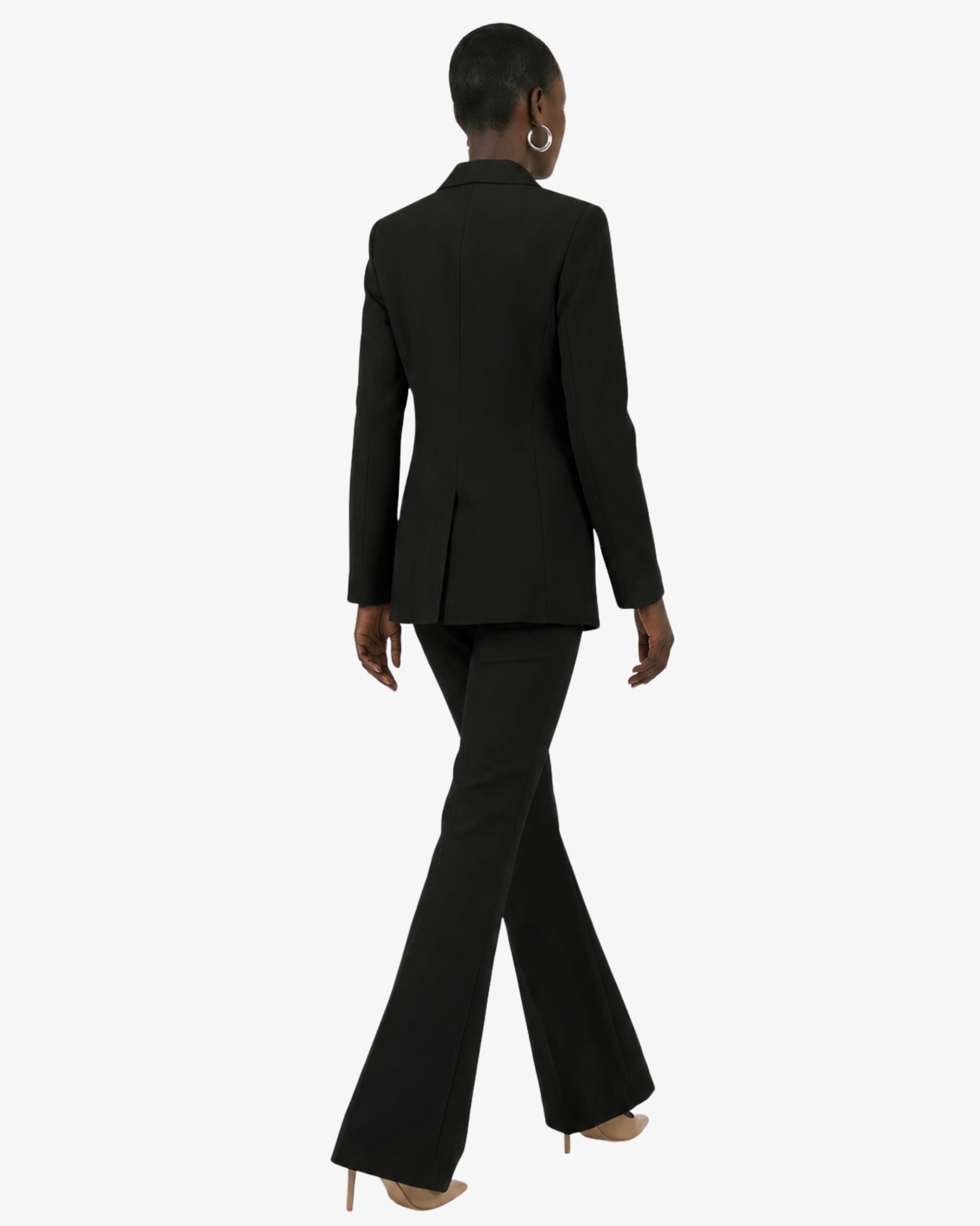 Tailleur in crêpe giacca monopetto e pantaloni flare