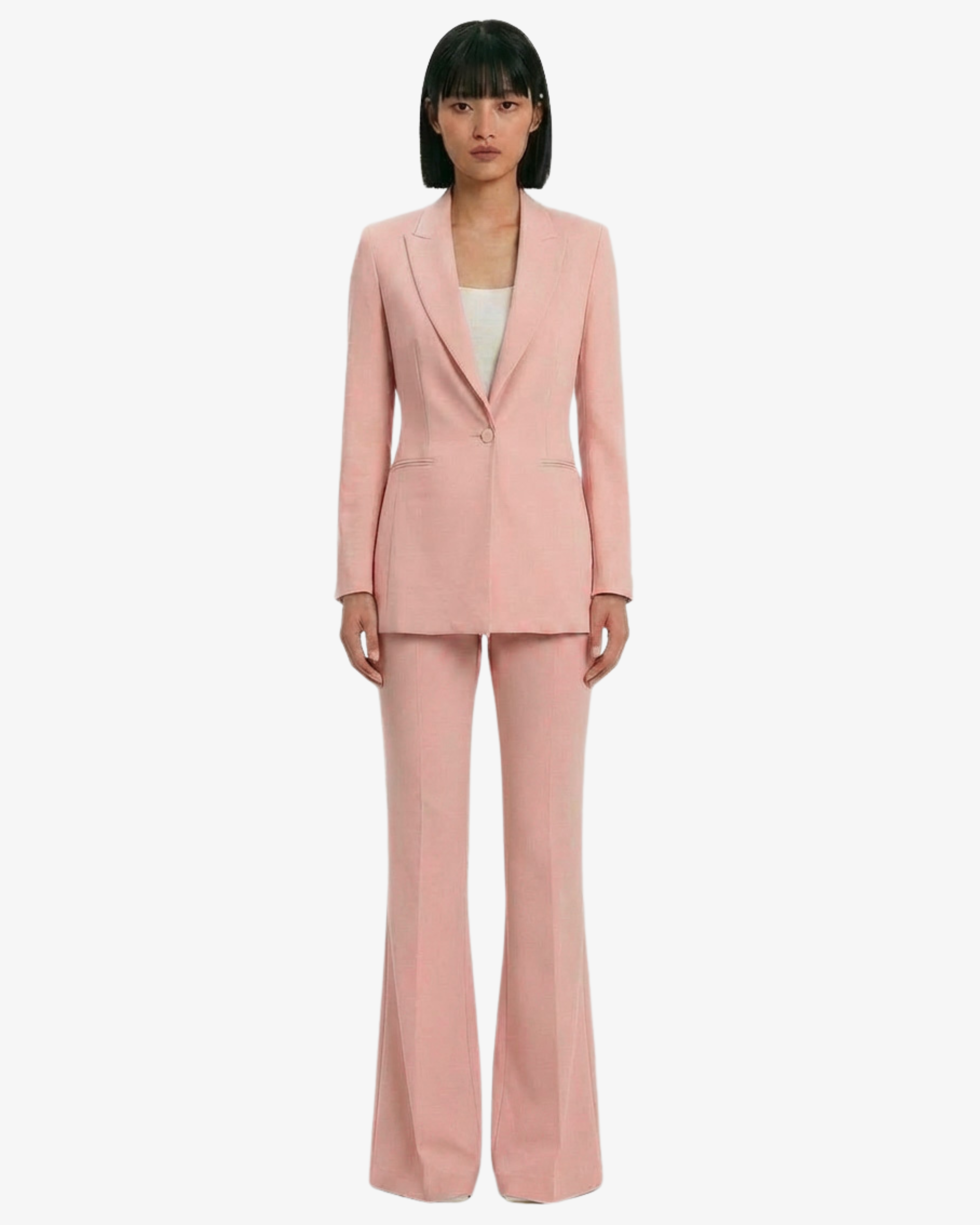 Tailleur in crêpe giacca monopetto e pantaloni flare
