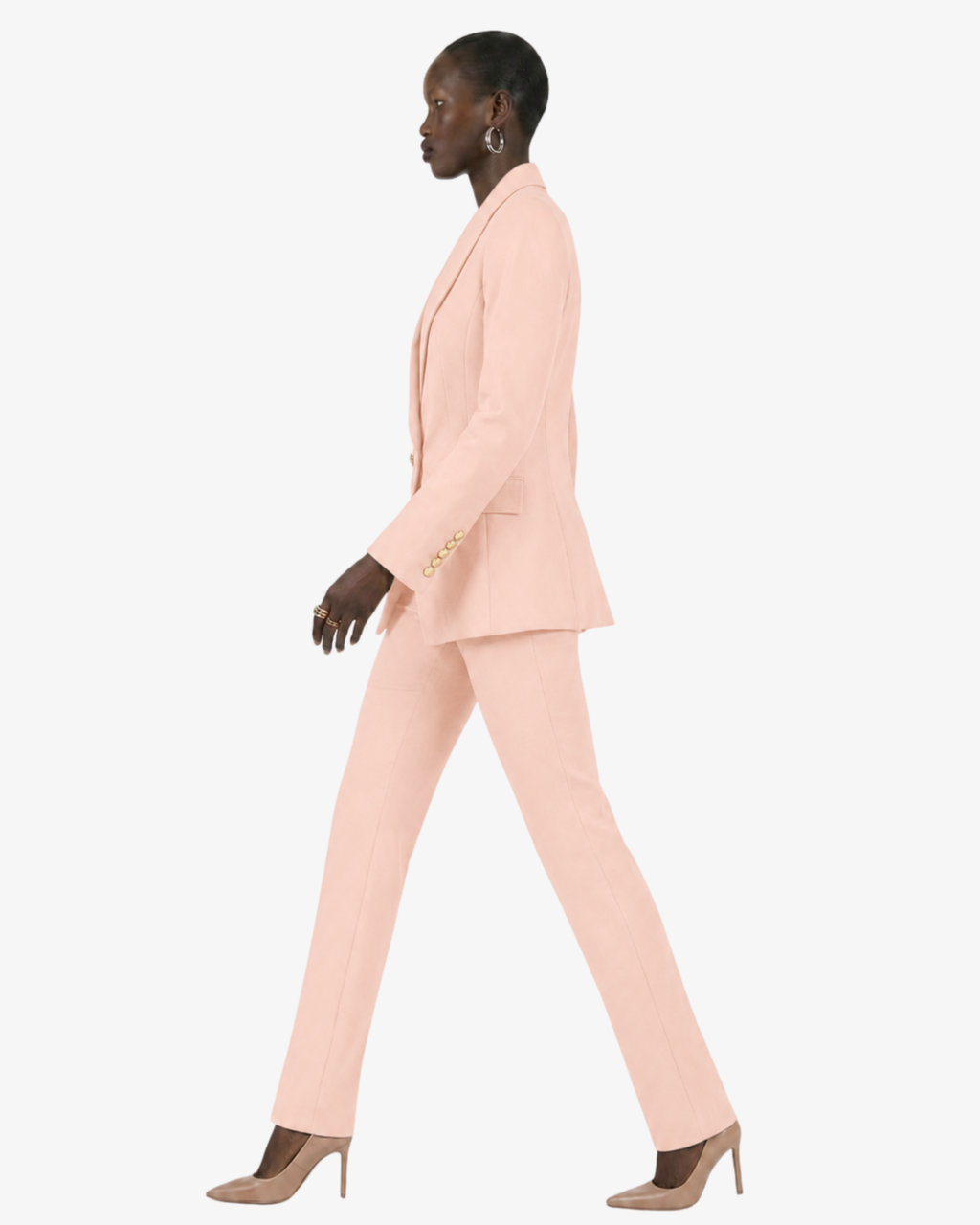 Tailleur in crêpe con giacca doppiopetto e pantalone dritto