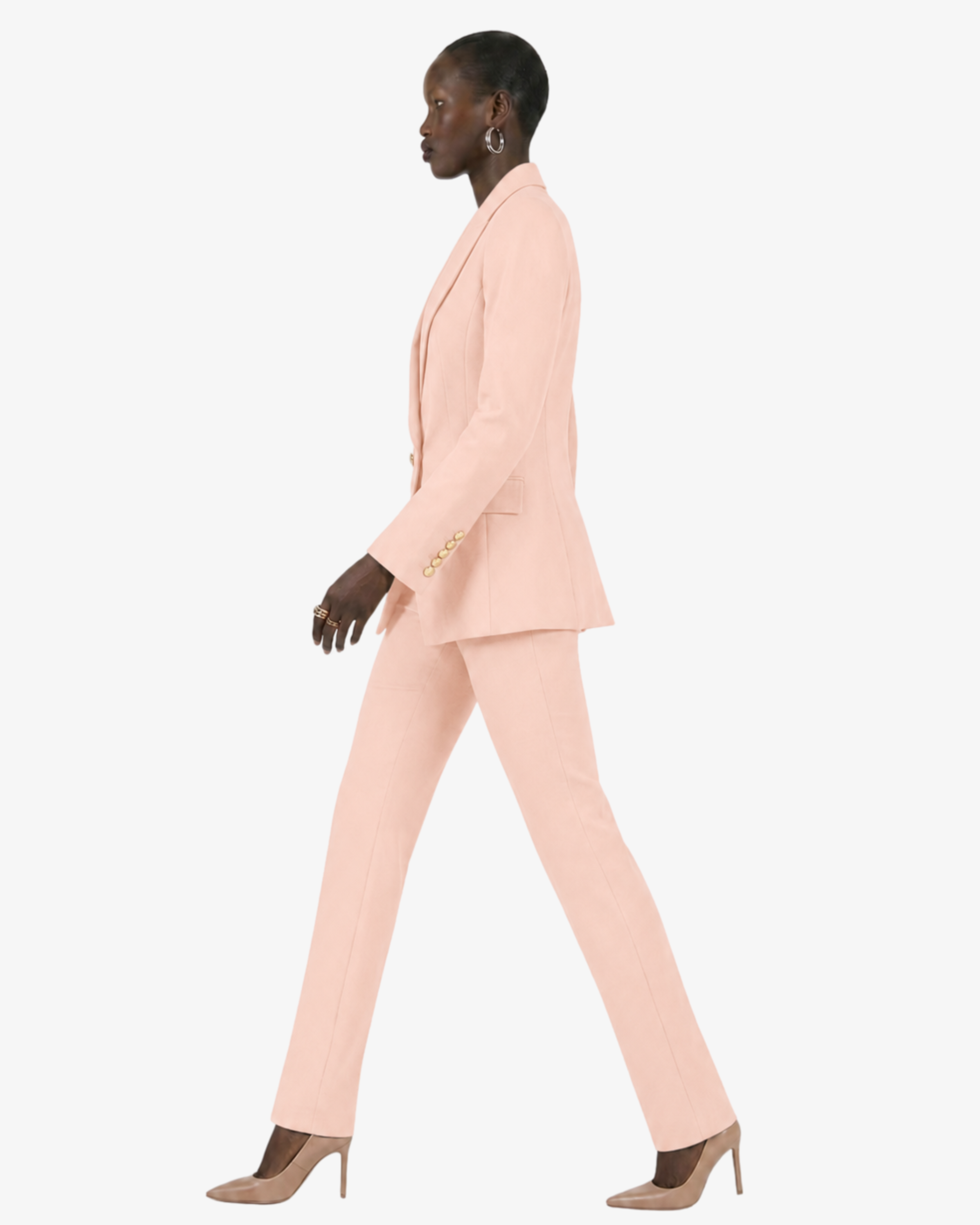 Tailleur in crêpe con giacca doppiopetto e pantalone dritto