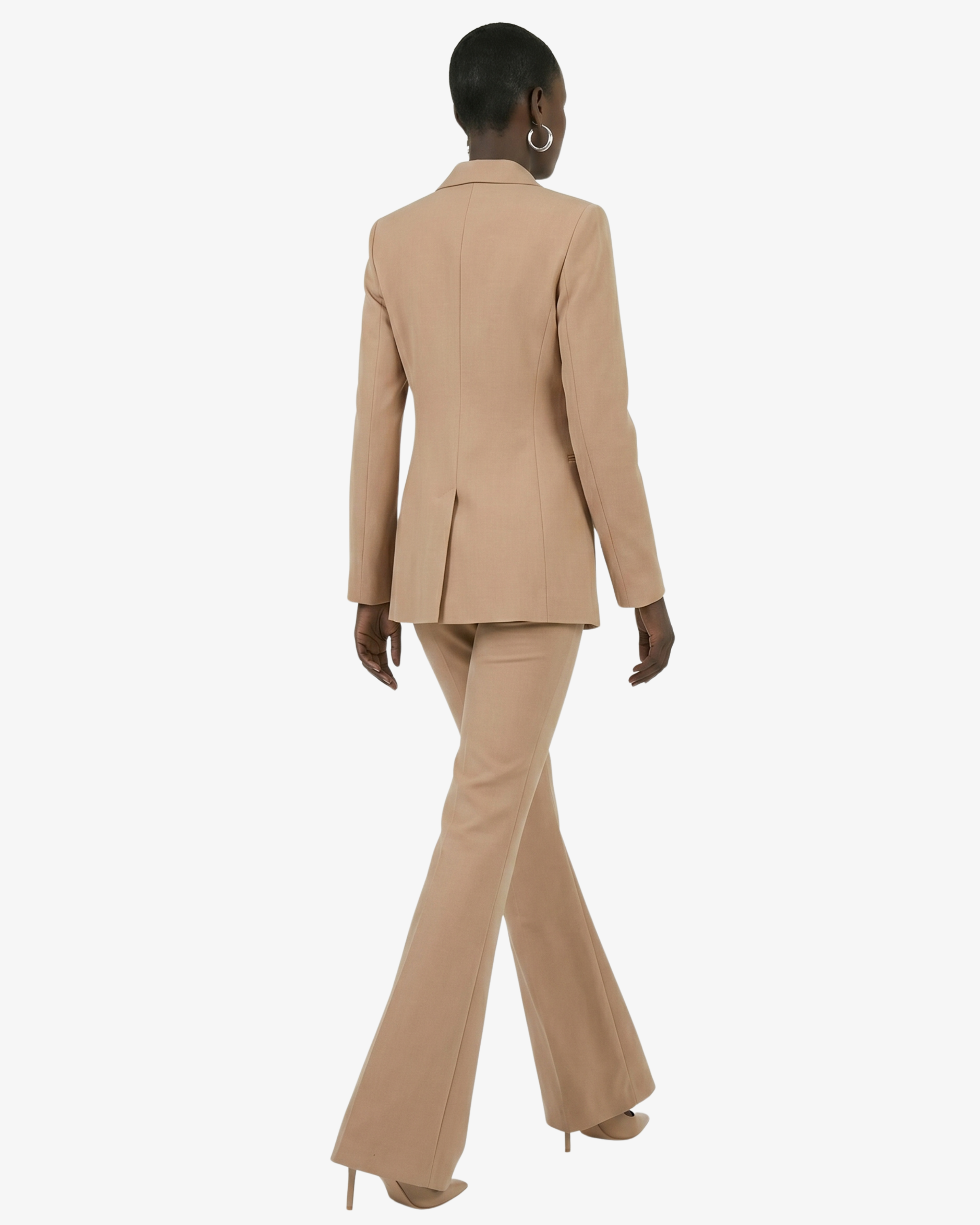 Tailleur in crêpe giacca monopetto e pantaloni flare