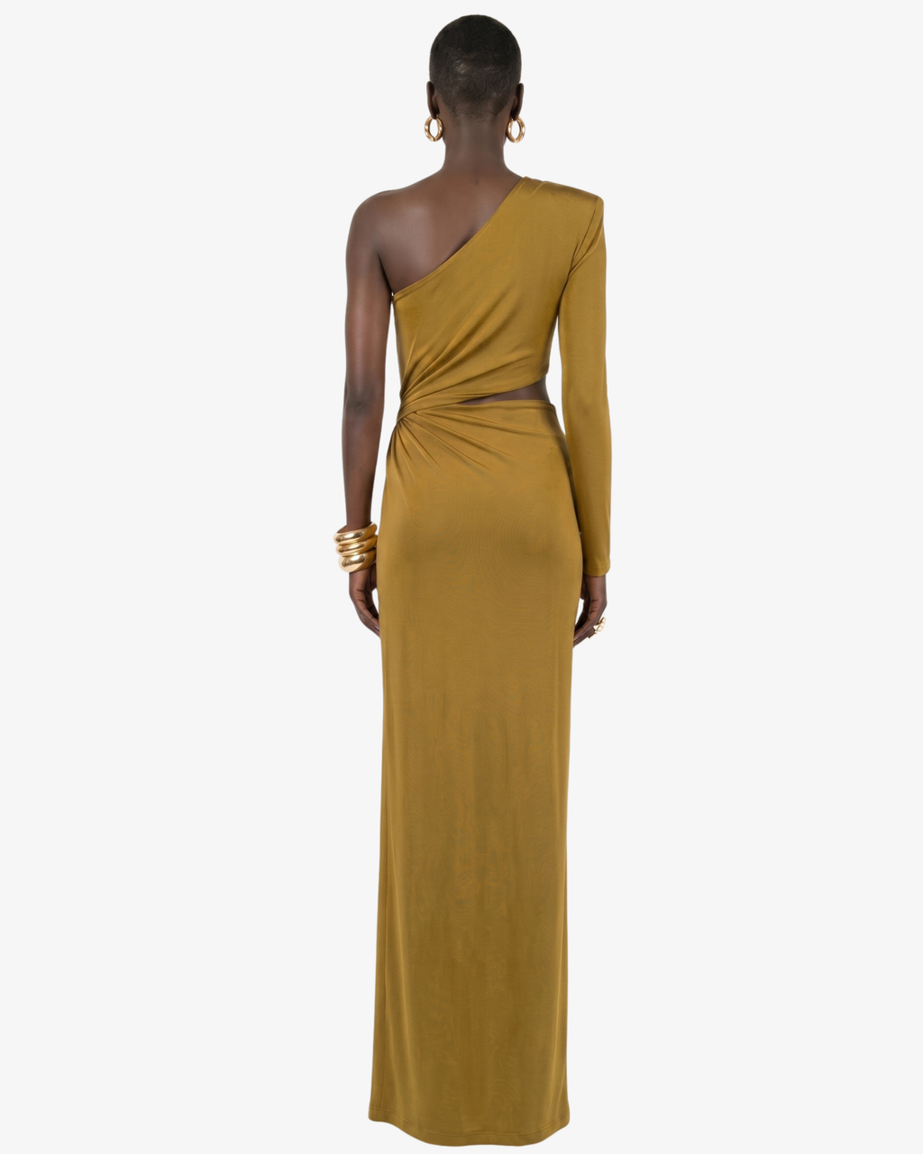 Abito monospalla in jersey e cut out
