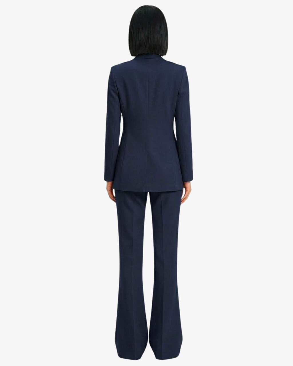 Tailleur in crêpe giacca monopetto e pantaloni flare
