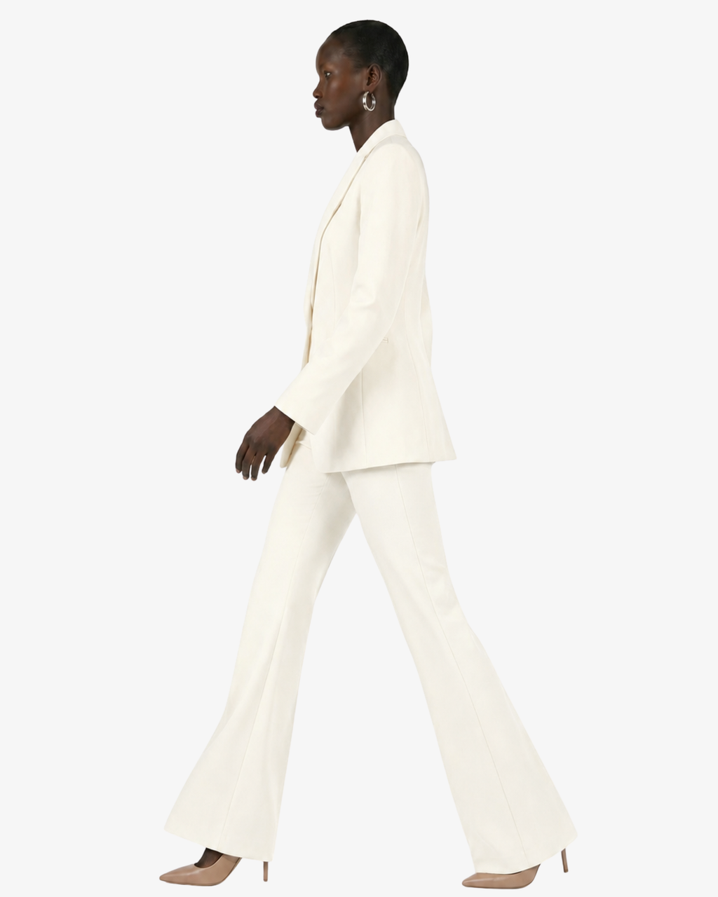 Tailleur in crêpe giacca monopetto e pantaloni flare