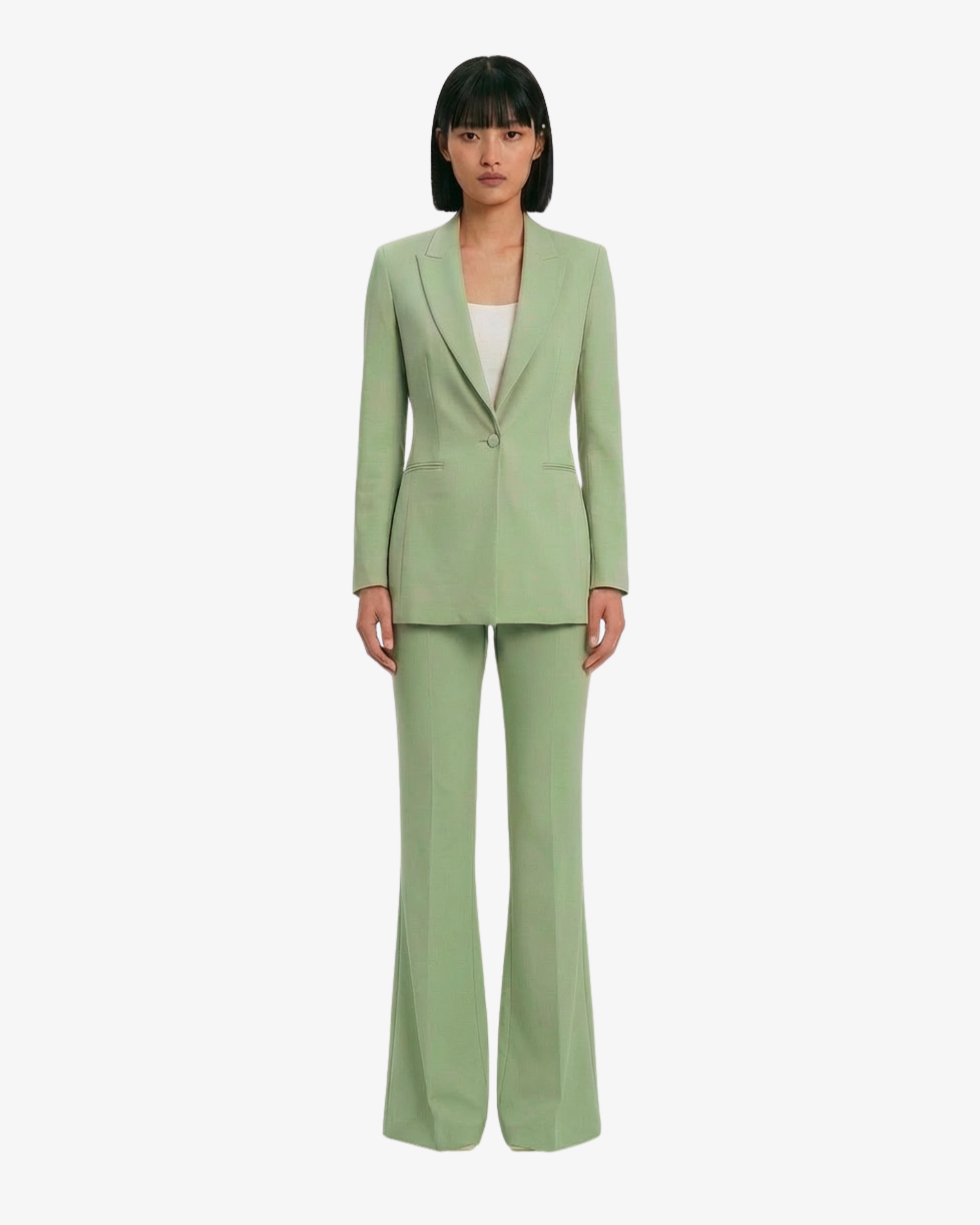 Tailleur in crêpe giacca monopetto e pantaloni flare