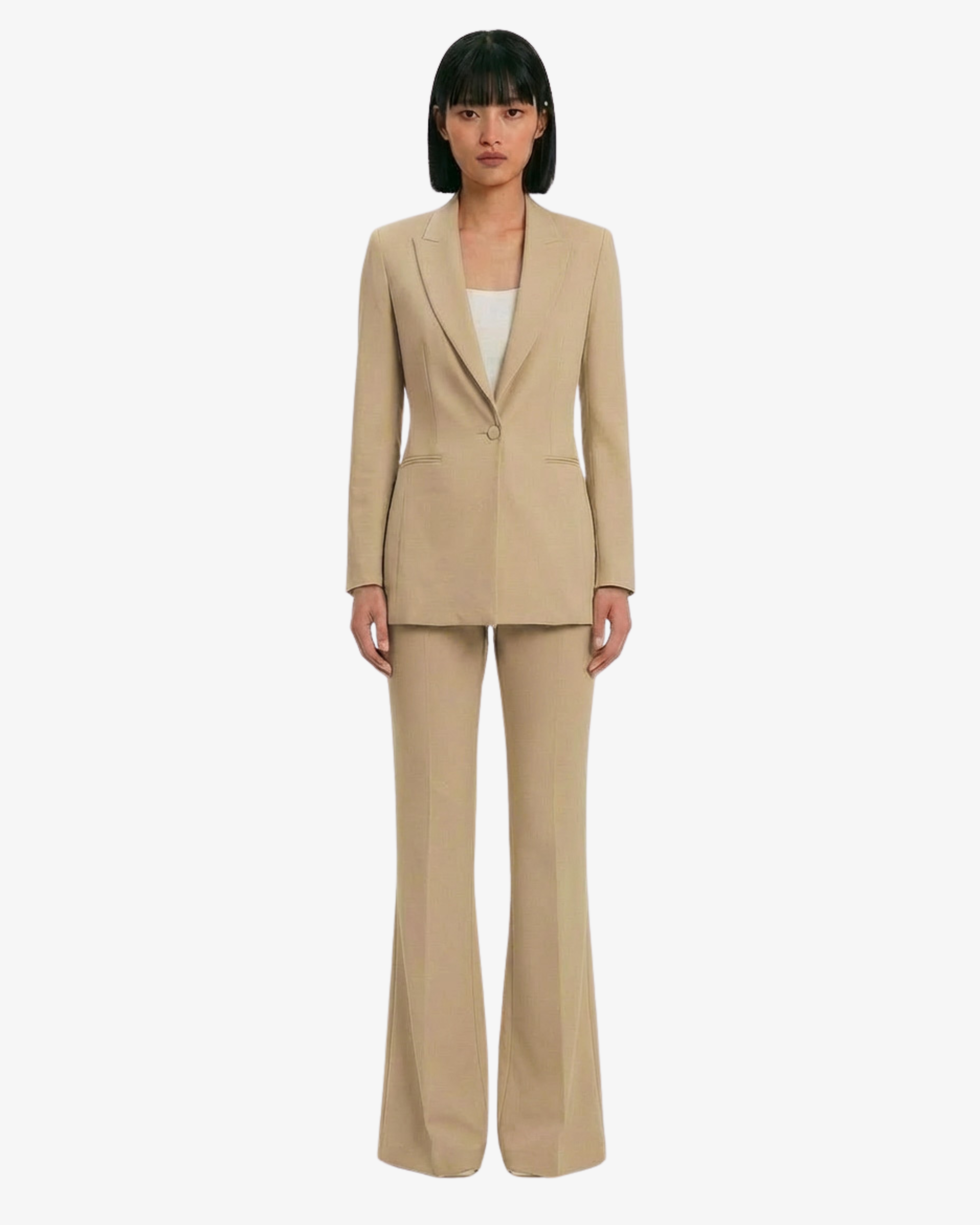 Tailleur in crêpe giacca monopetto e pantaloni flare