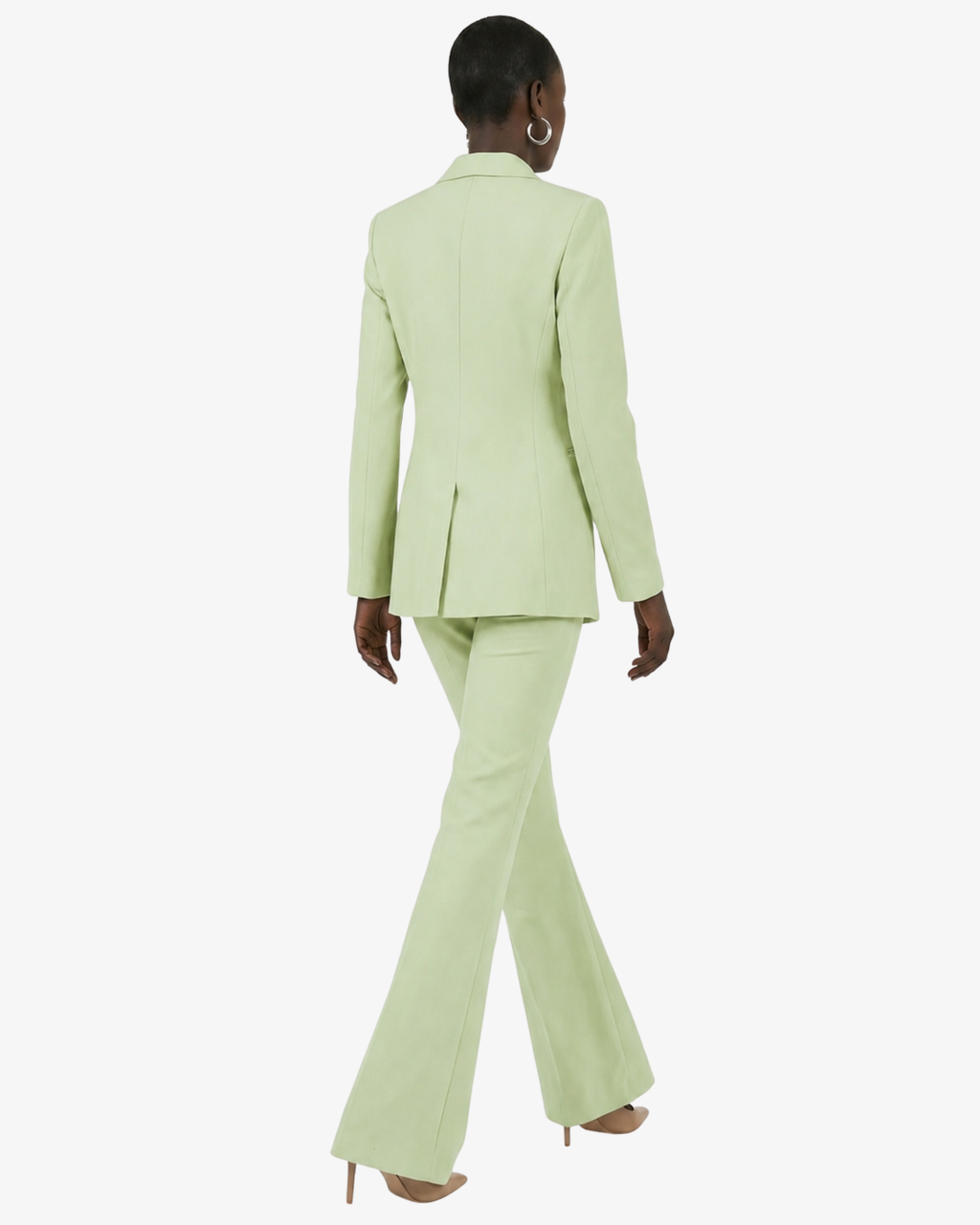 Tailleur in crêpe giacca monopetto e pantaloni flare