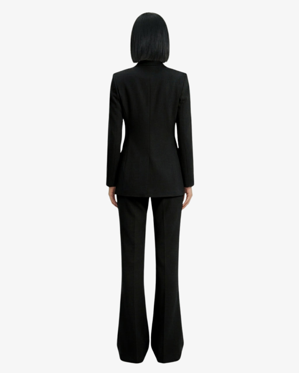 Tailleur in crêpe giacca monopetto e pantaloni flare
