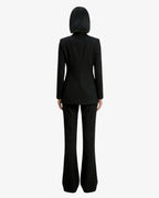 Tailleur in crêpe giacca monopetto e pantaloni flare