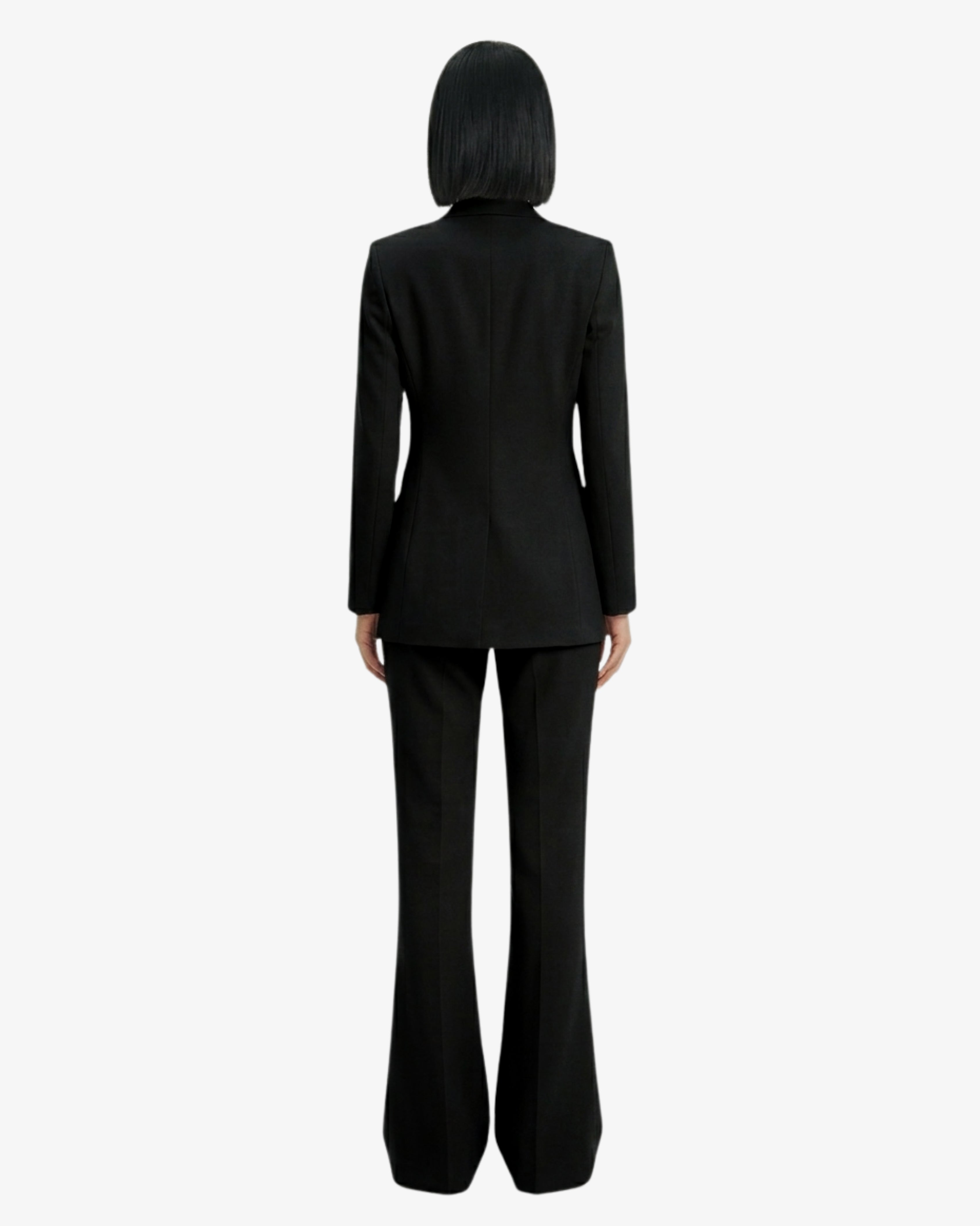 Tailleur in crêpe giacca monopetto e pantaloni flare