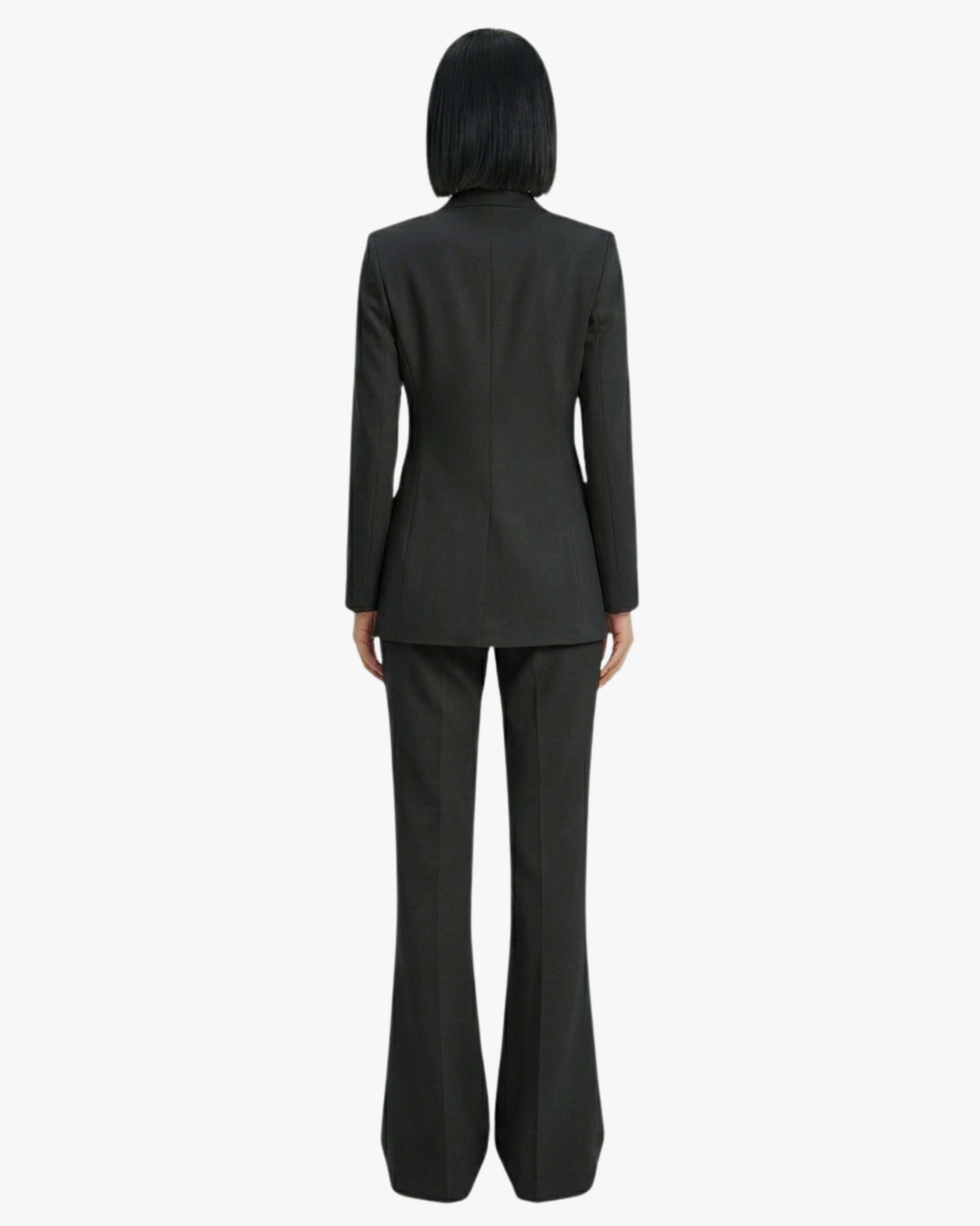 Tailleur in crêpe giacca monopetto e pantaloni flare