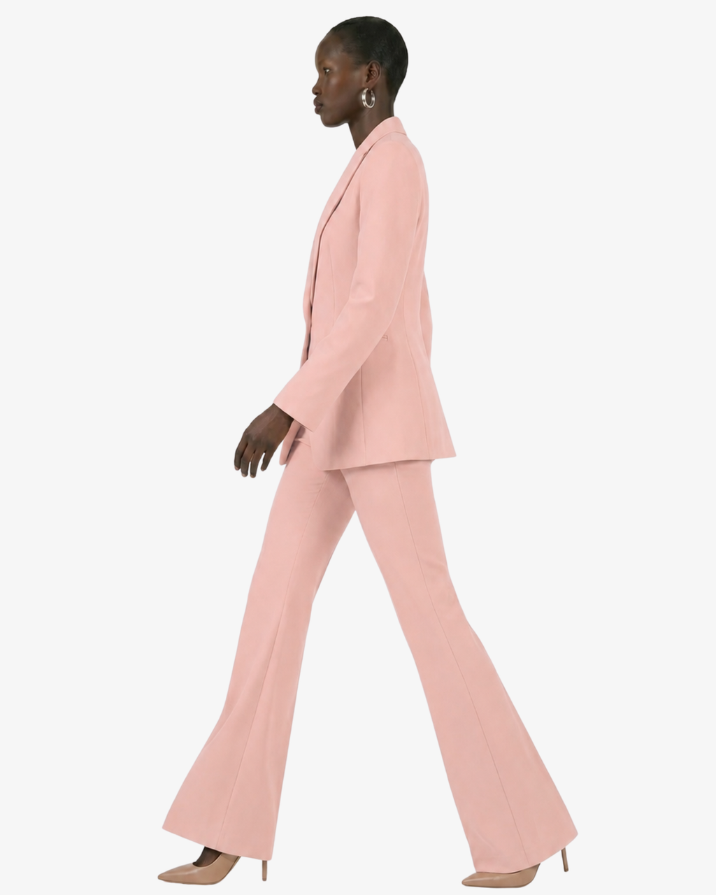 Tailleur in crêpe giacca monopetto e pantaloni flare