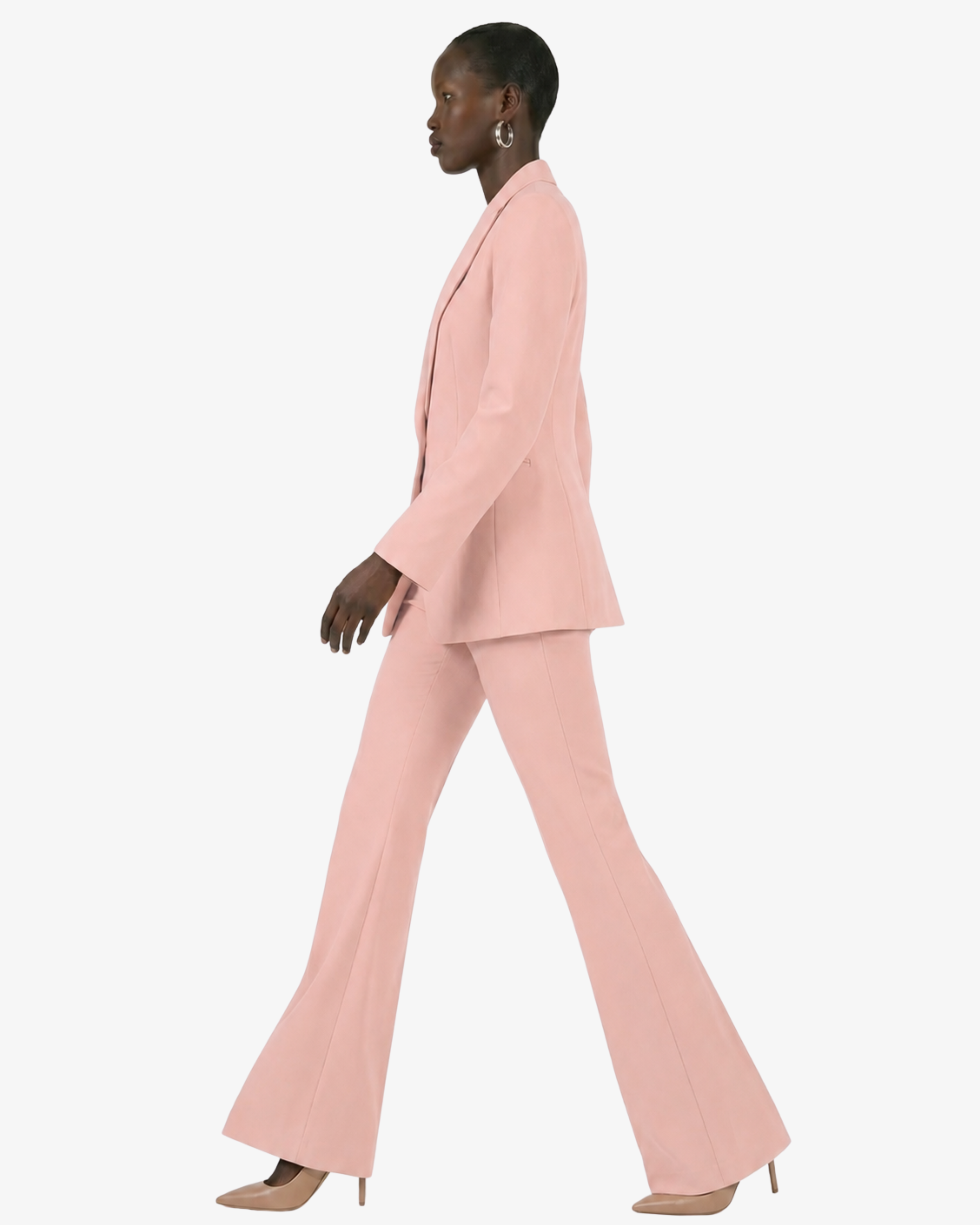 Tailleur in crêpe giacca monopetto e pantaloni flare