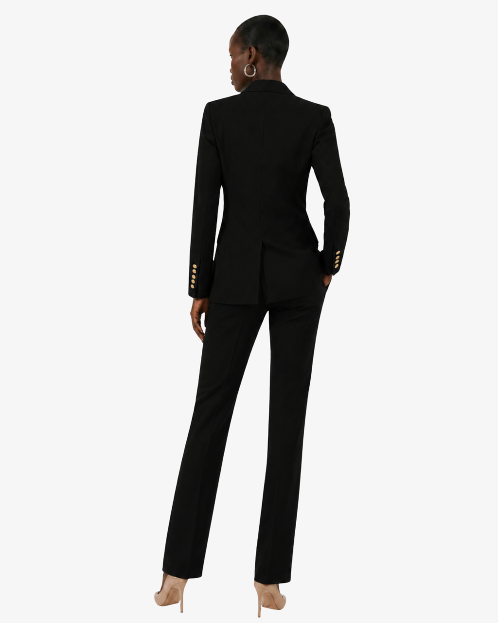 Tailleur in crêpe con giacca doppiopetto e pantalone dritto