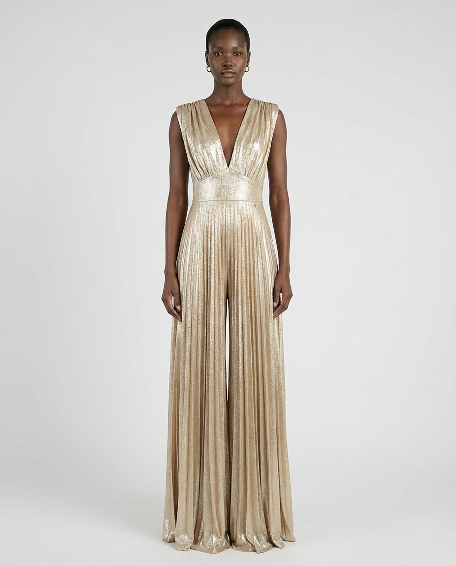 Tuta elegante ampia in jersey metallizzato