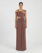 Abito lungo in jersey con cut out