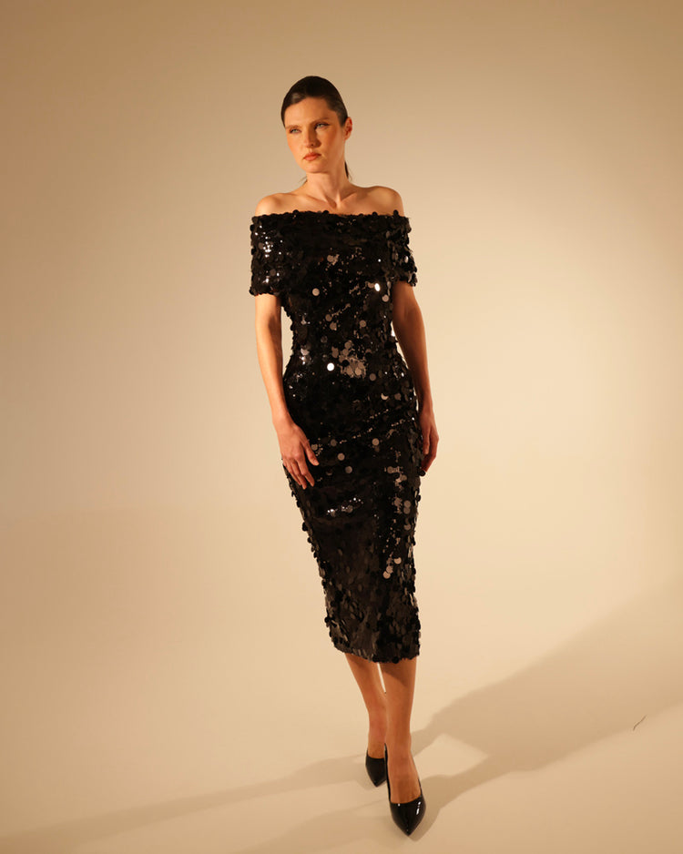 Abito midi in pailettes