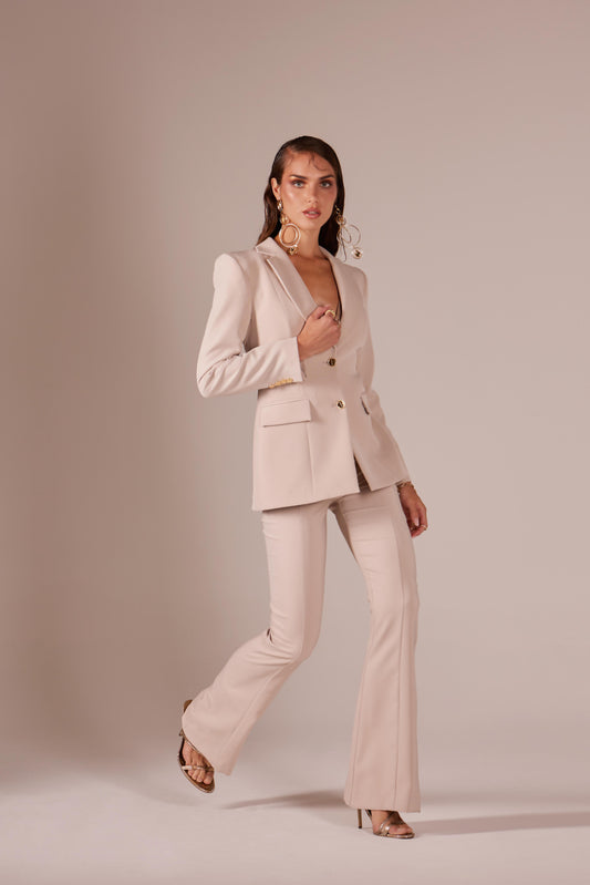 Single-breasted jacket in technical fabric with metal buttons