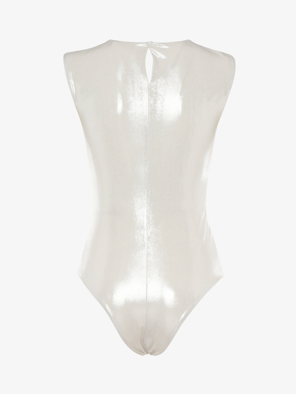 Body in jersey metallizzato con cut out e decorazioni metalliche