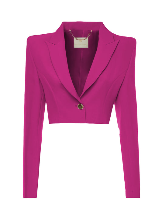 Giacca corta in tessuto tecnico con bottone metallici