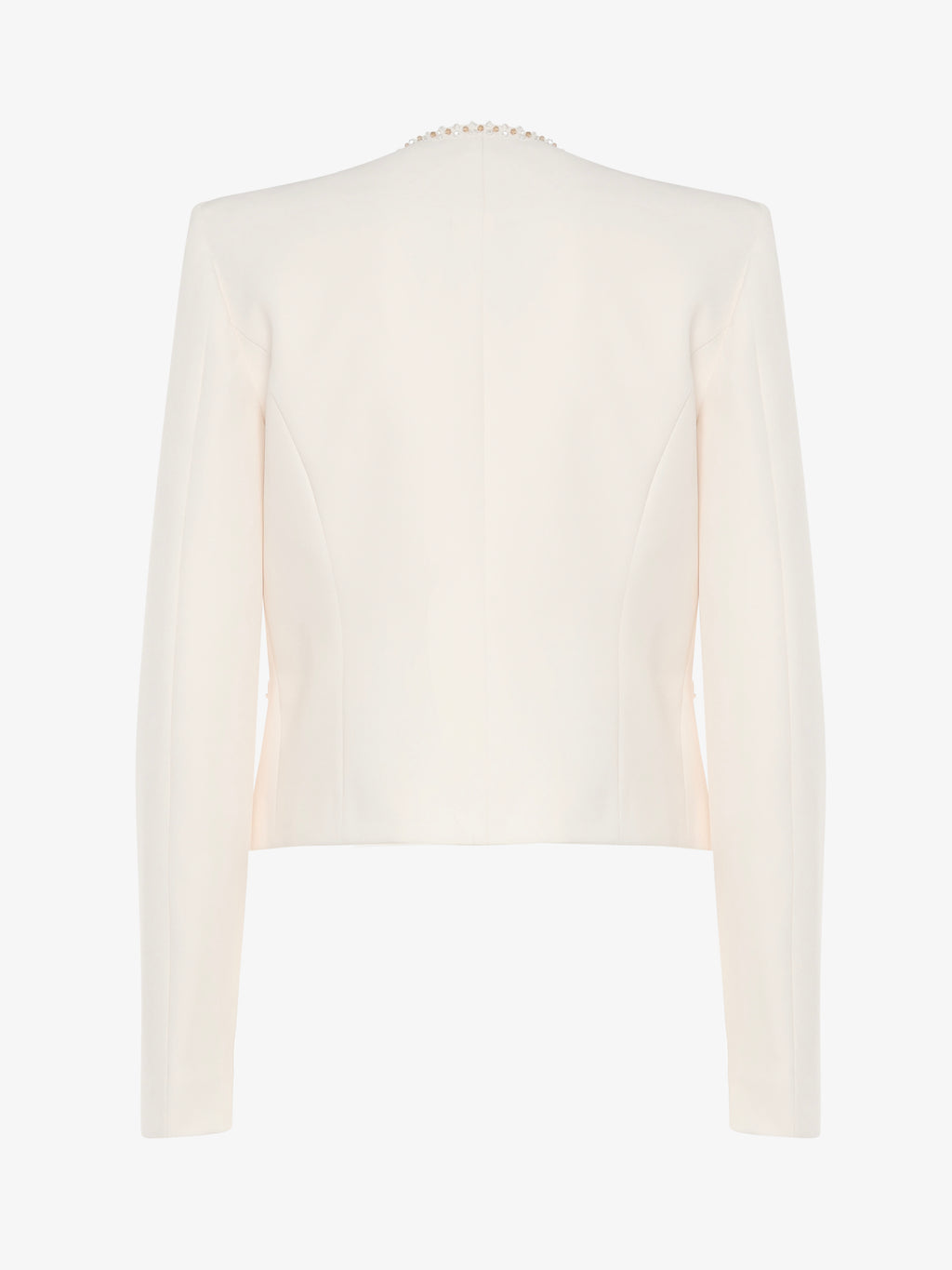 Short jacket in technical edge fabric with jewel applications