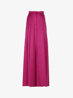 Pantaloni ampi con pinces in raso