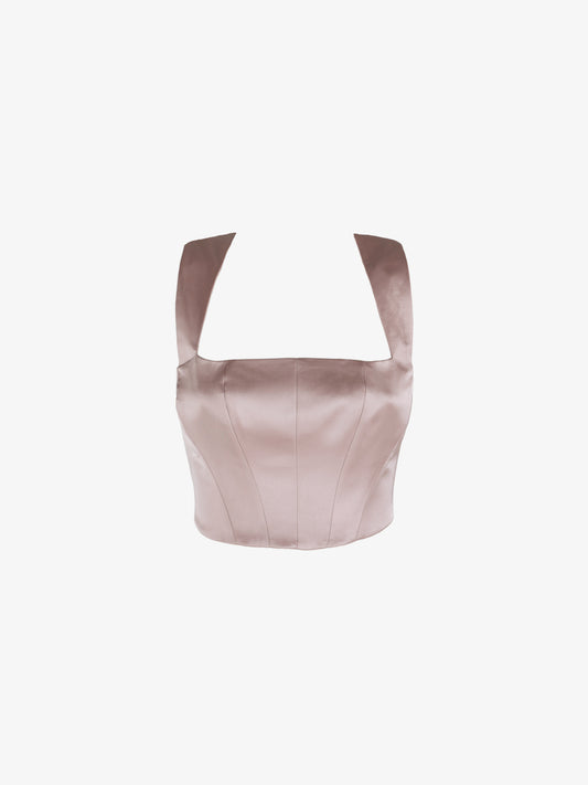 Satin crop top with shoulder straps