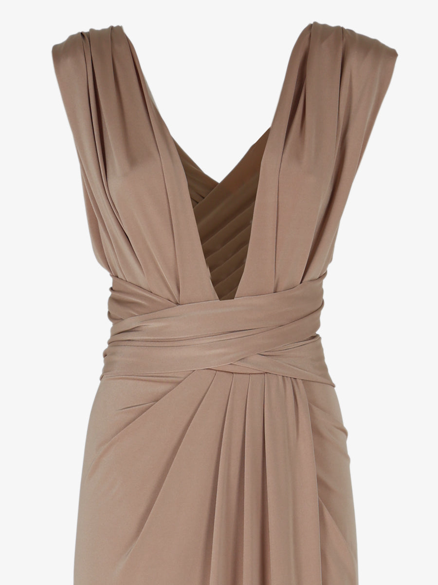 Abito lungo in jersey con scollo americano