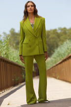 Pantaloni flare in tessuto tecnico crêpe
