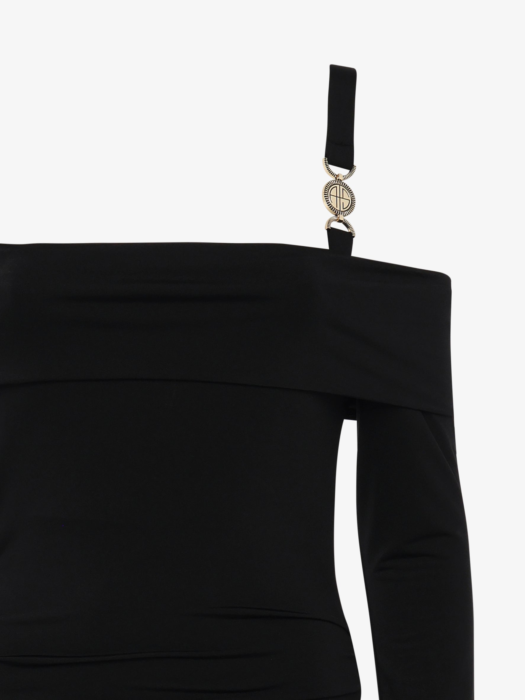 Mini abito scollo a barca in jersey con decorazioni metalliche spalline