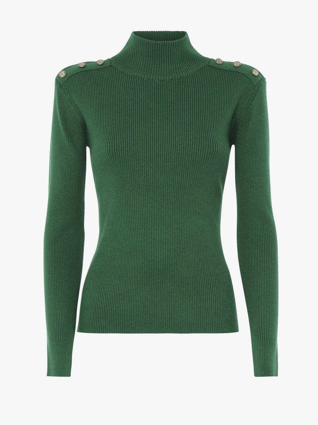 High neck sweater with metal buttons