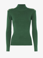 High neck sweater with metal buttons