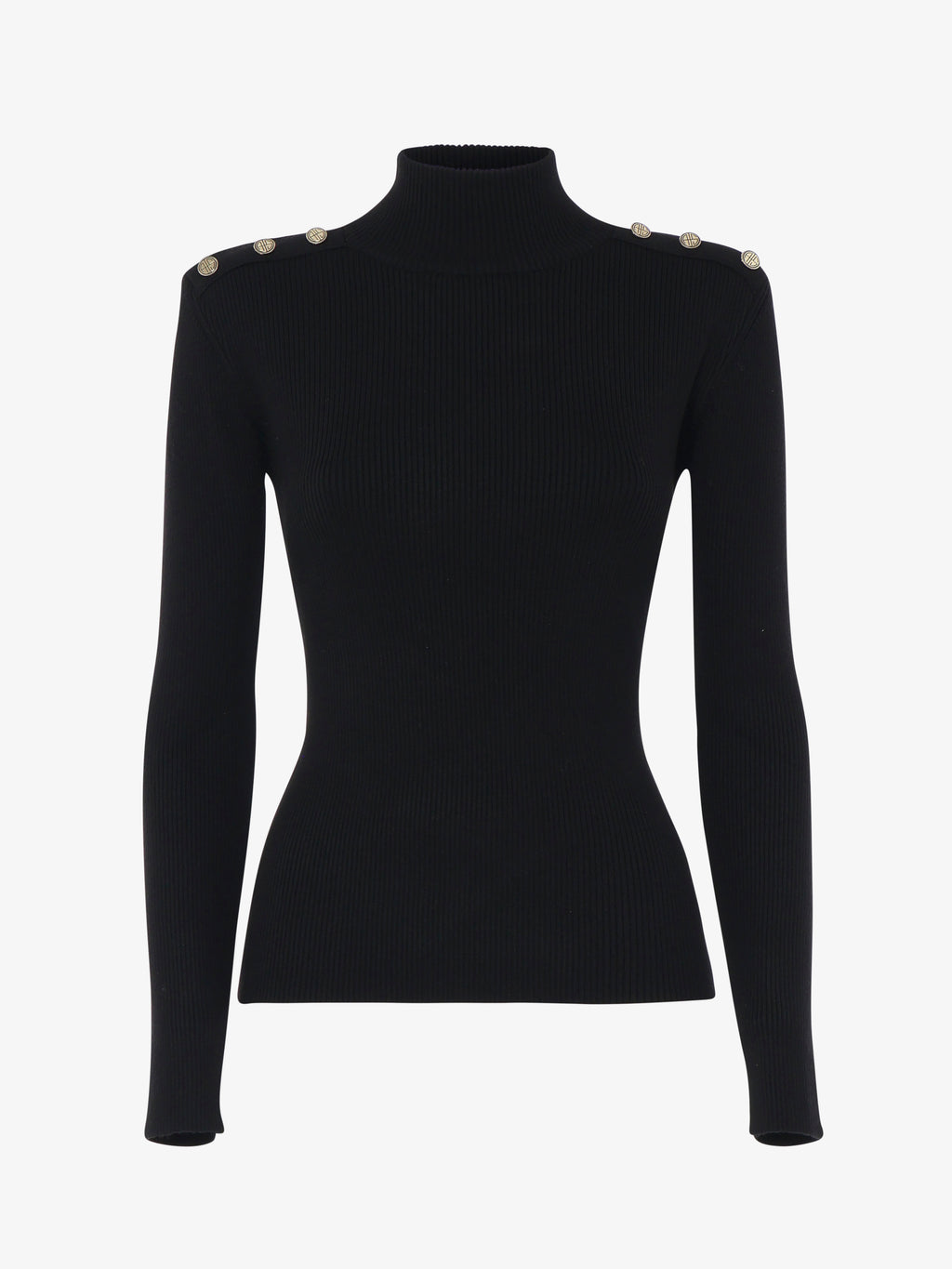 High neck sweater with metal buttons