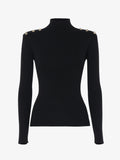 High neck sweater with metal buttons