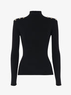 High neck sweater with metal buttons
