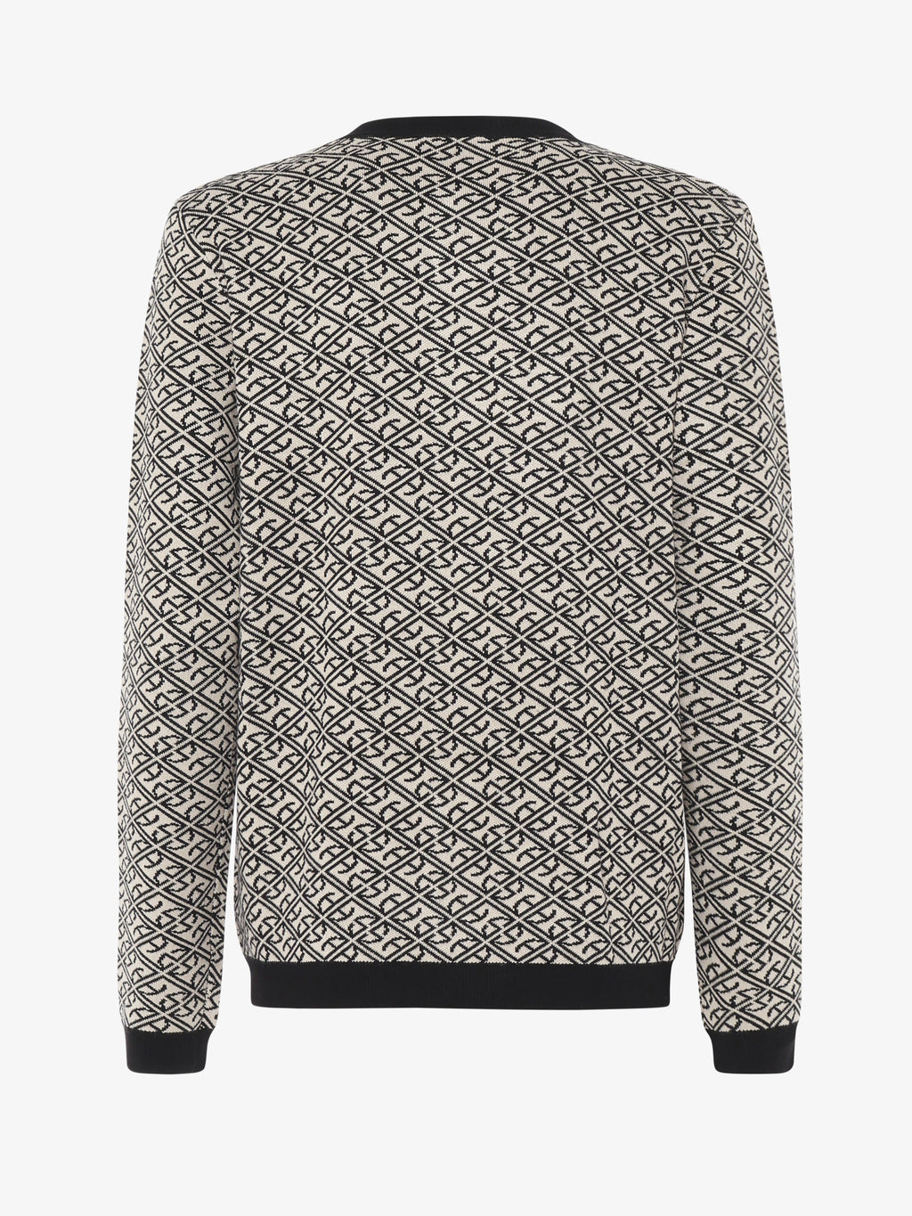 Cardigan girocollo jaquard fantasia con bottoni metallici