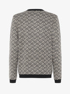 Cardigan girocollo jaquard fantasia con bottoni metallici