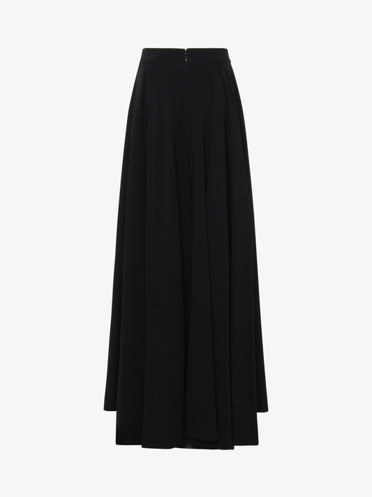 Gonna ampia in tessuto tecnico con accessorio metallico in vita