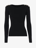 Crewneck sweater with metal buttons