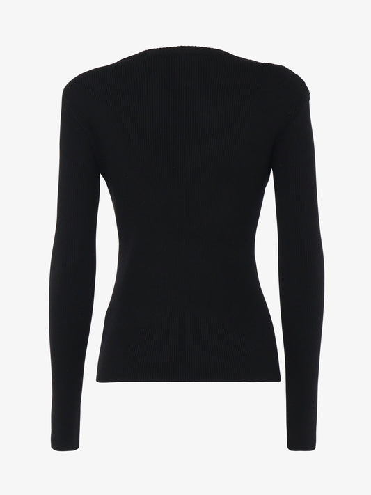 Crewneck sweater with metal buttons