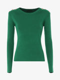 Crewneck sweater with metal buttons
