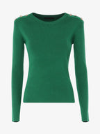 Crewneck sweater with metal buttons
