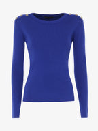 Crewneck sweater with metal buttons