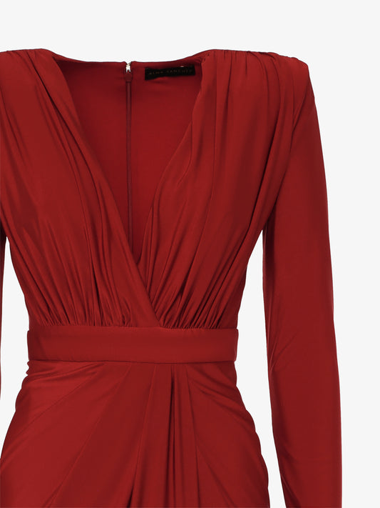 Long dress with deep neckline in jersey