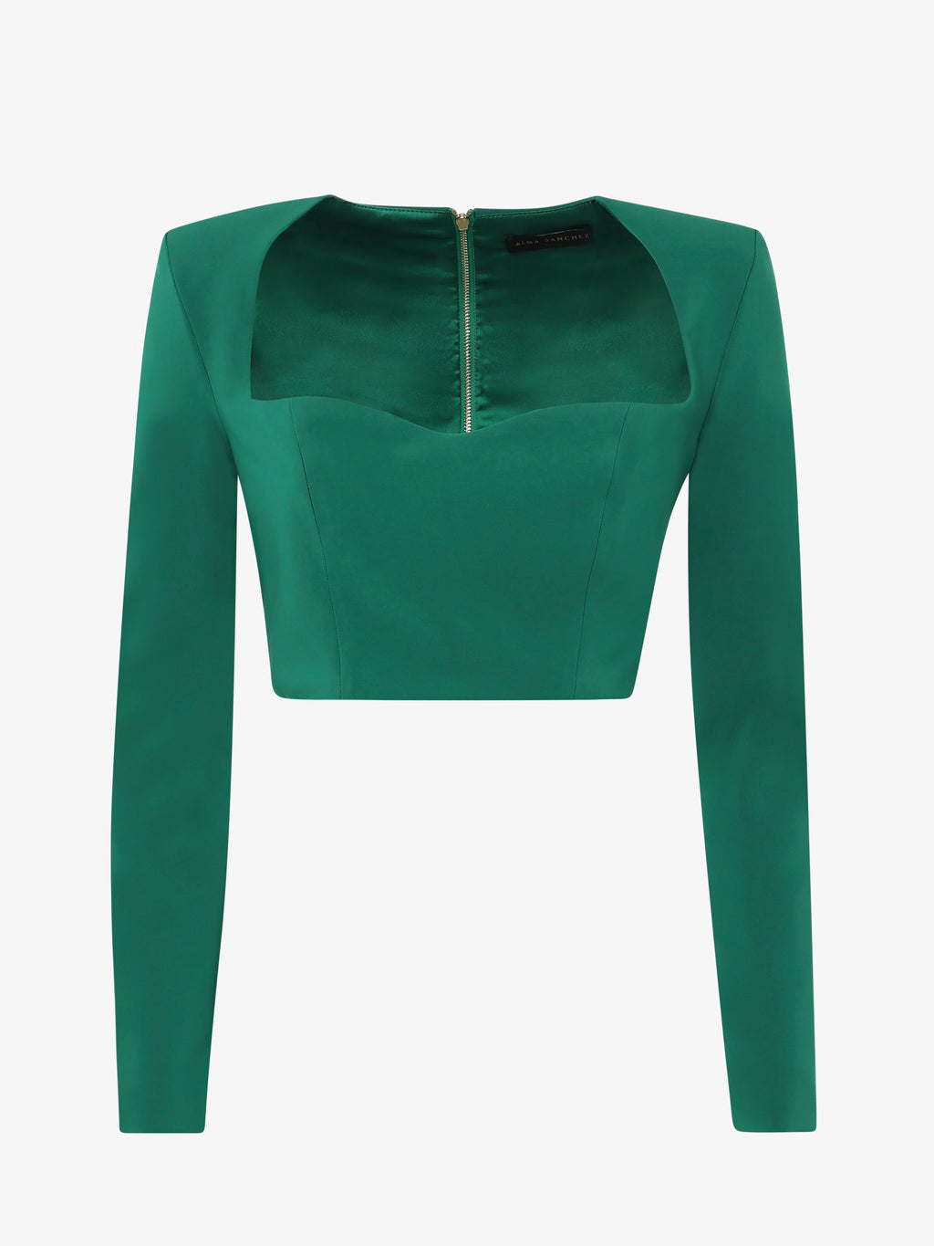 Long-sleeved crop top in technical fabric and flower choker