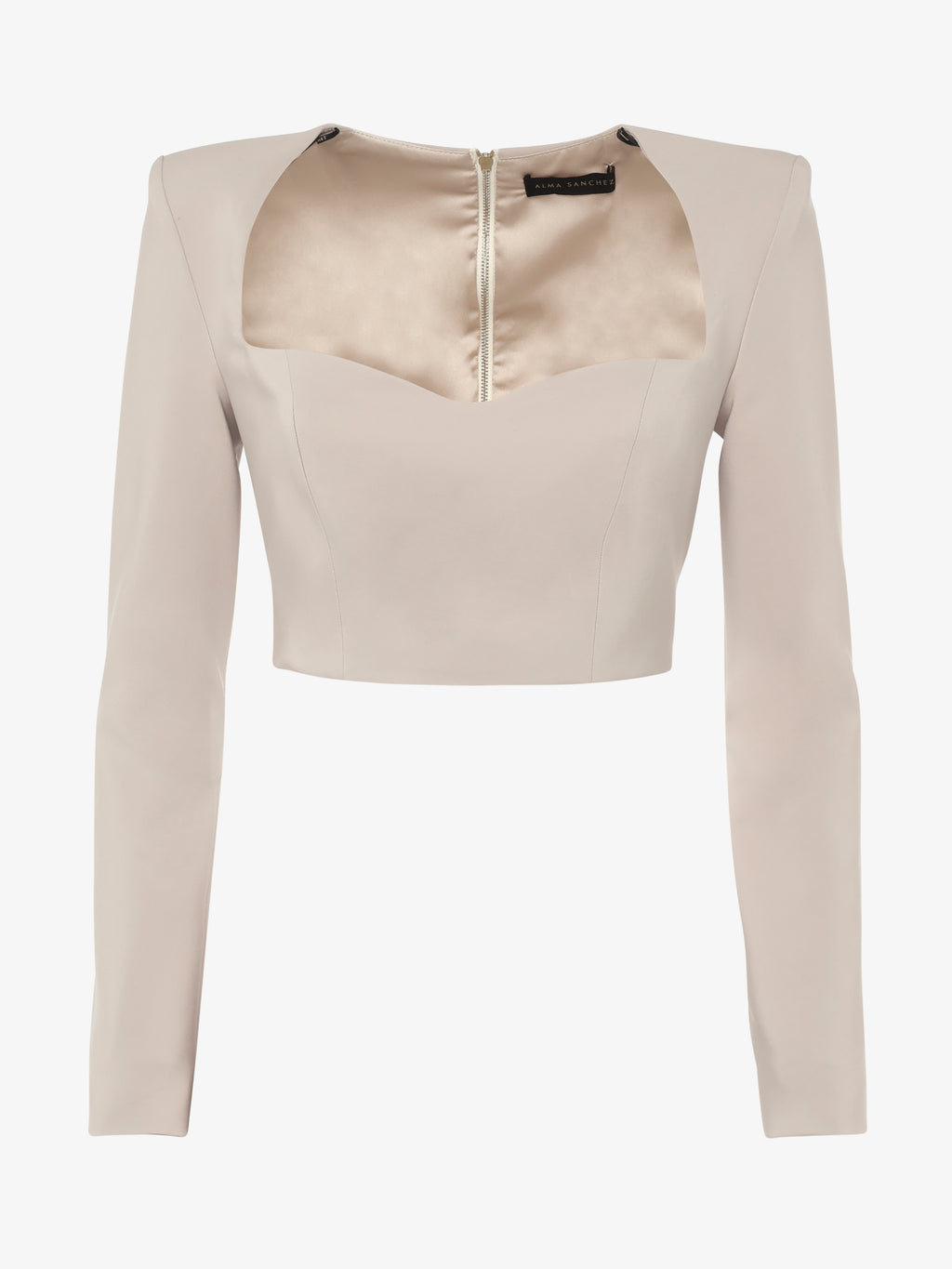 Long-sleeved crop top in technical fabric and flower choker