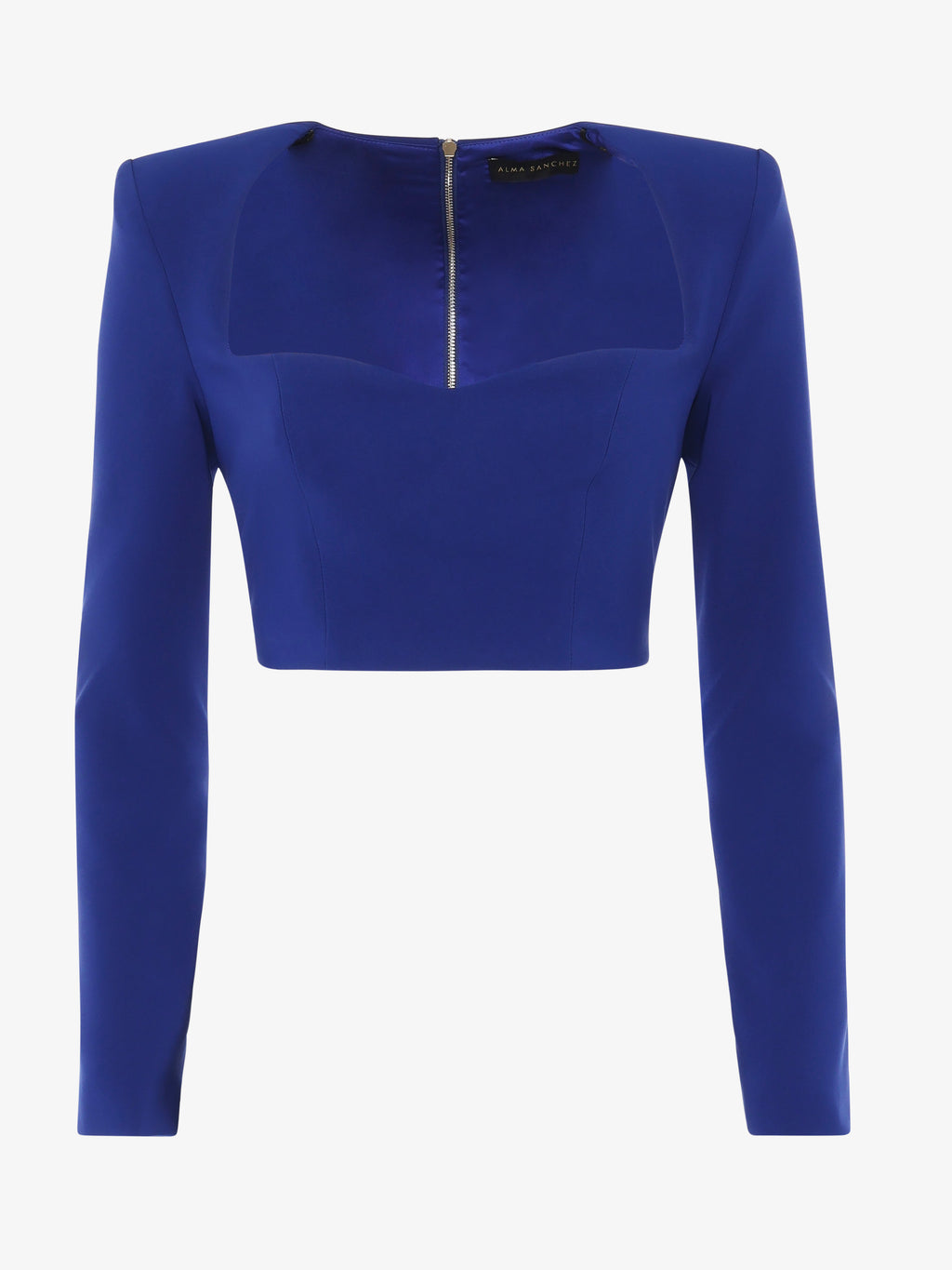 Long-sleeved crop top in technical fabric and flower choker