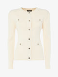 Crewneck cardigan with pockets and metal buttons
