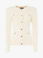 Crewneck cardigan with pockets and metal buttons