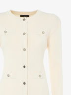 Crewneck cardigan with pockets and metal buttons
